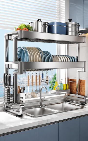 Escorredor de Louças Multifuncional em Aço Inox 304